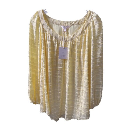 Lauren Conrad Pale Yellow Textured Blouse Size XL - Picture 9 of 9